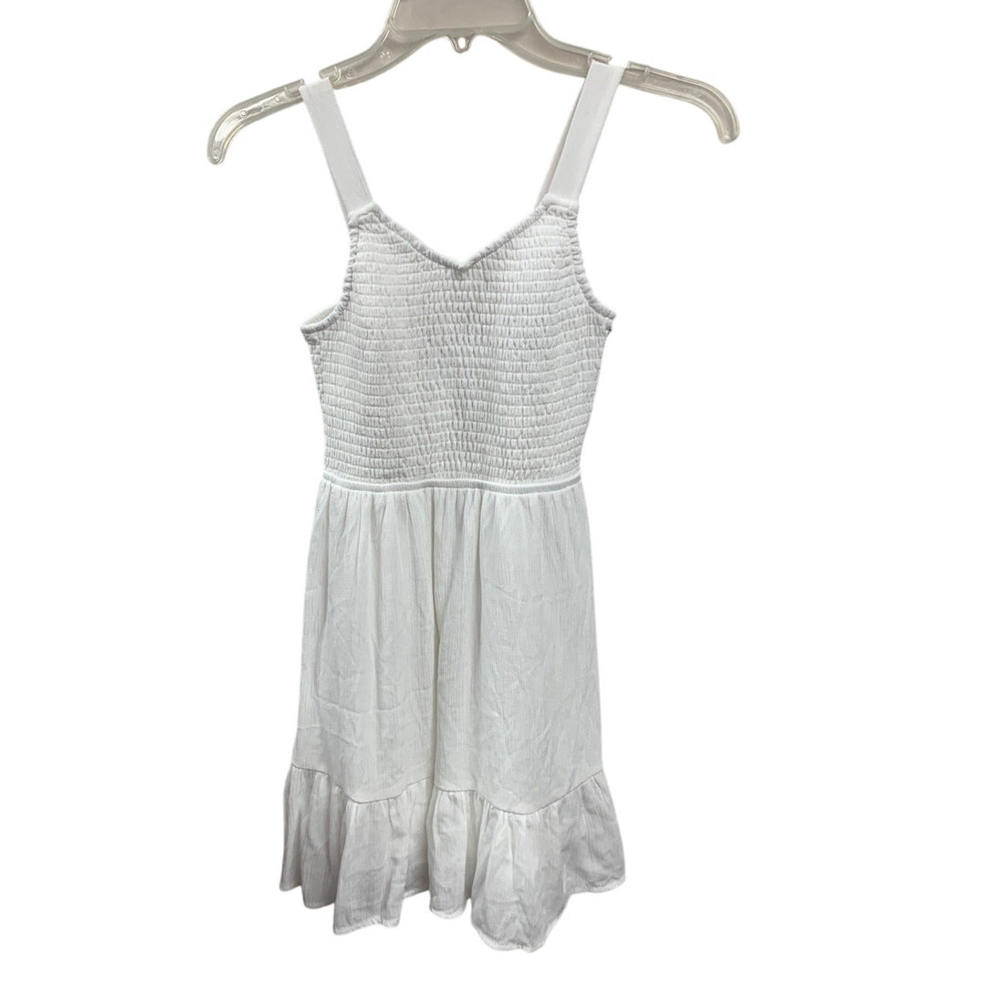 New Art Class Girls Medium (8) Solid White Smocked Strappy Rayon Halter Dress