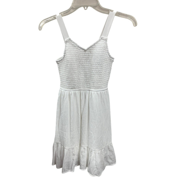 New Art Class Girls Medium (8) Solid White Smocked Strappy Rayon Halter Dress