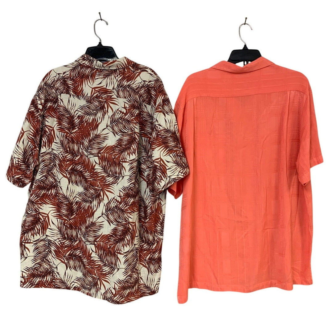 Lot of 2 Tasso Elba Caribbean Mens XL Short Sleeve Button Up Collared Shirts EUC
