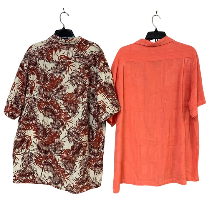 Lot of 2 Tasso Elba Caribbean Mens XL Short Sleeve Button Up Collared Shirts EUC