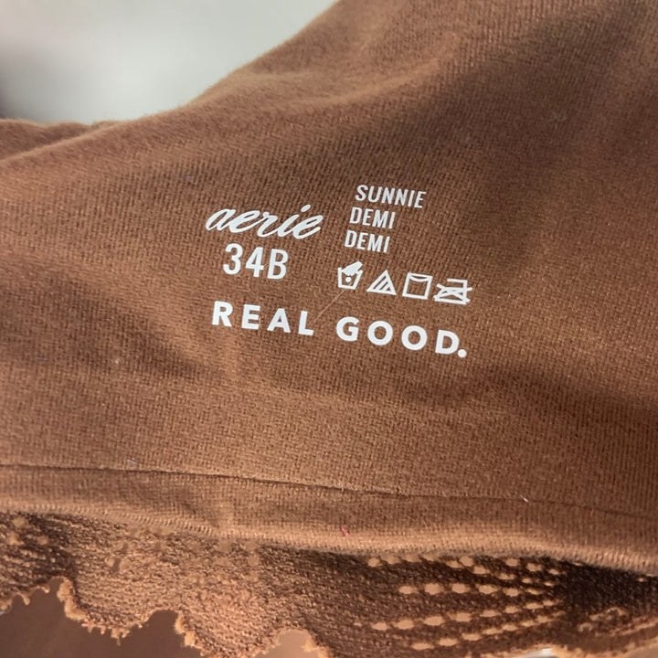 New Aerie Womens 34B Chocolate Brown Sunnie Demi Underwire Lace Bra