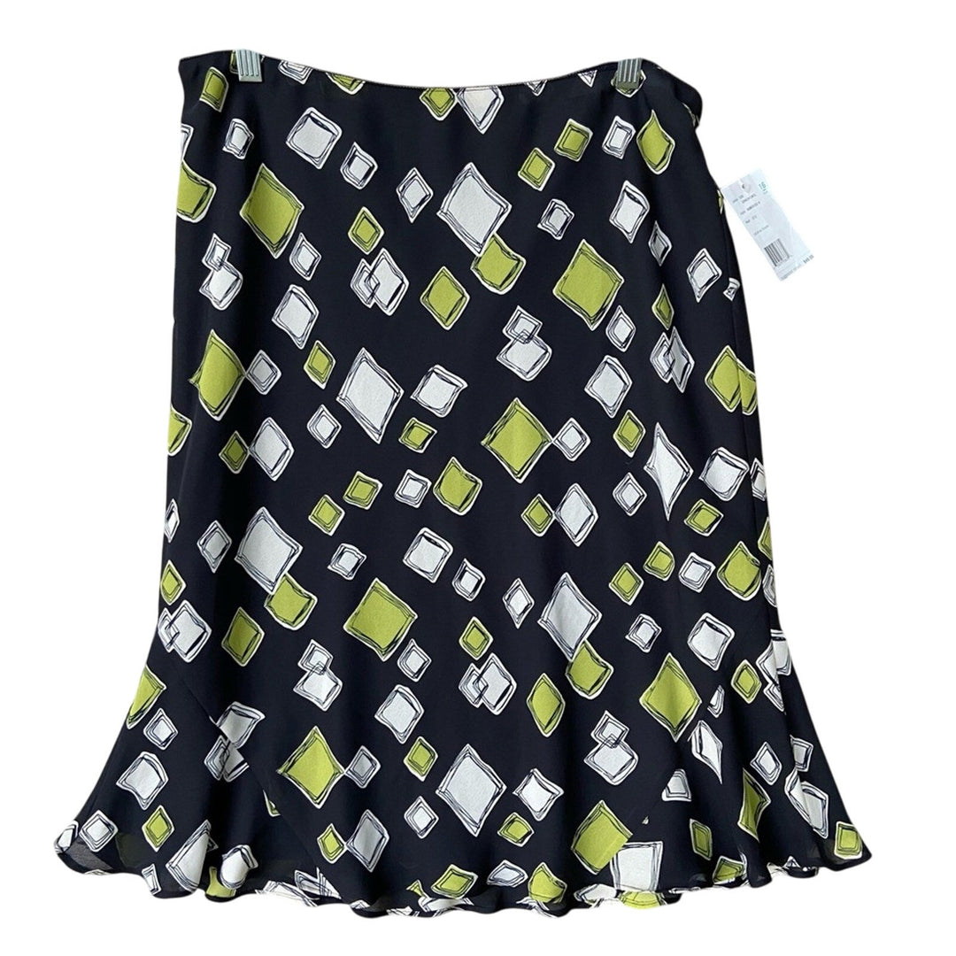 NWT New Axcess Womens Size 16 Black Square Lined Flutter Elastic Waist Skirt