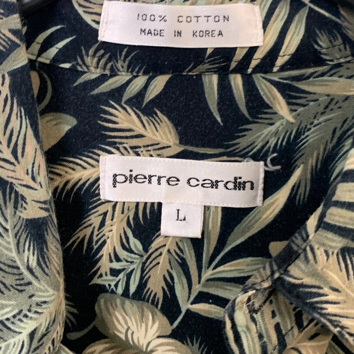 Lot of 2 Pierre Cardin Mens Large Cotton Floral Shirt Sleeve Button Up Shirts