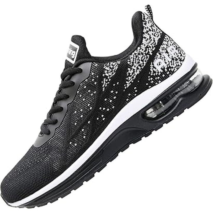 Quappe Womens Size 8.5 Black White Mesh Lace Up Air Cushioned Athletic Shoes