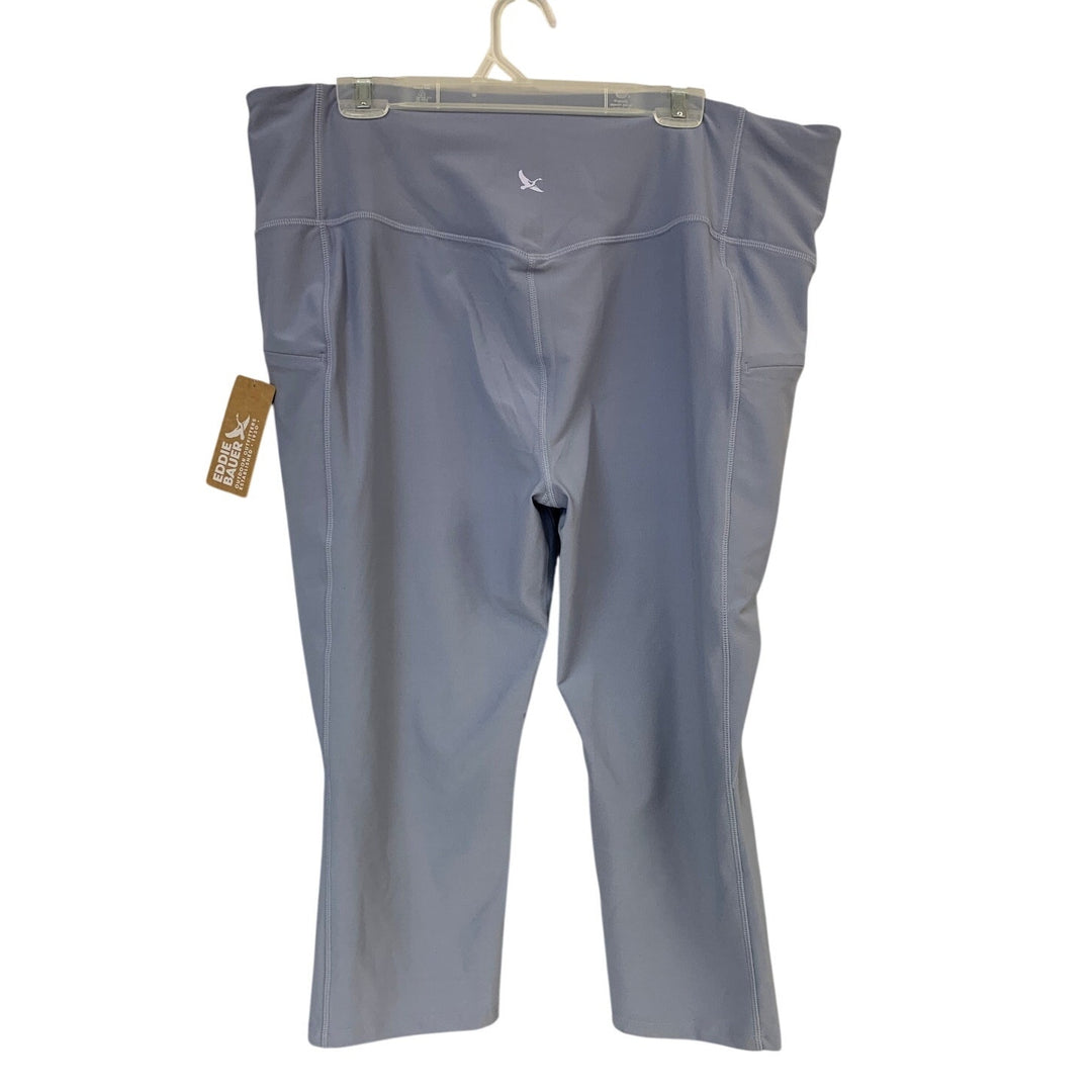 New Eddie Bauer Womens UPF 50+ Blue Trail Tight Hiking High Rise Capri Pants