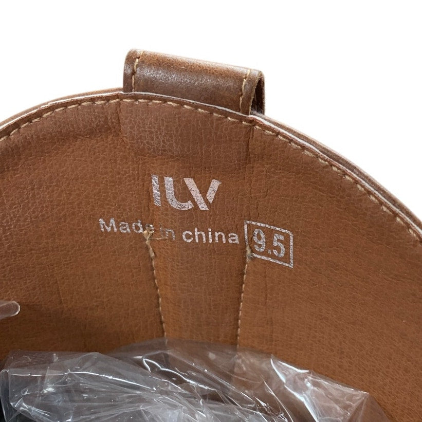 IUV Womens Size 9.5 Brown Faux Leather 1.5" Block Heel Embroidered Cowboy Boots