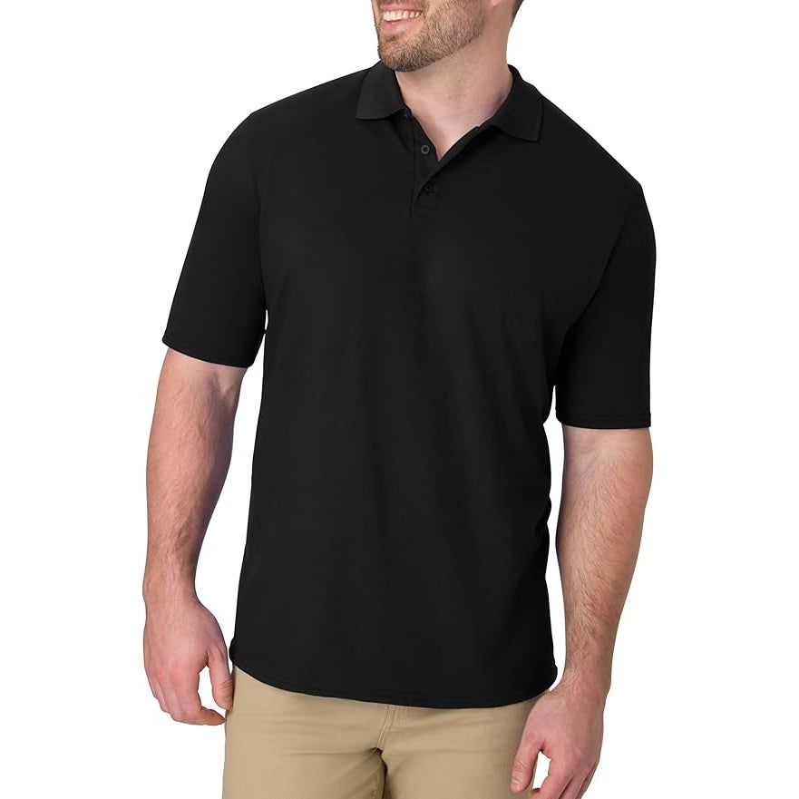 Hanes Mens 4XL Black PolyCotton X-Temp Classic Short Sleeve Polo Shirt