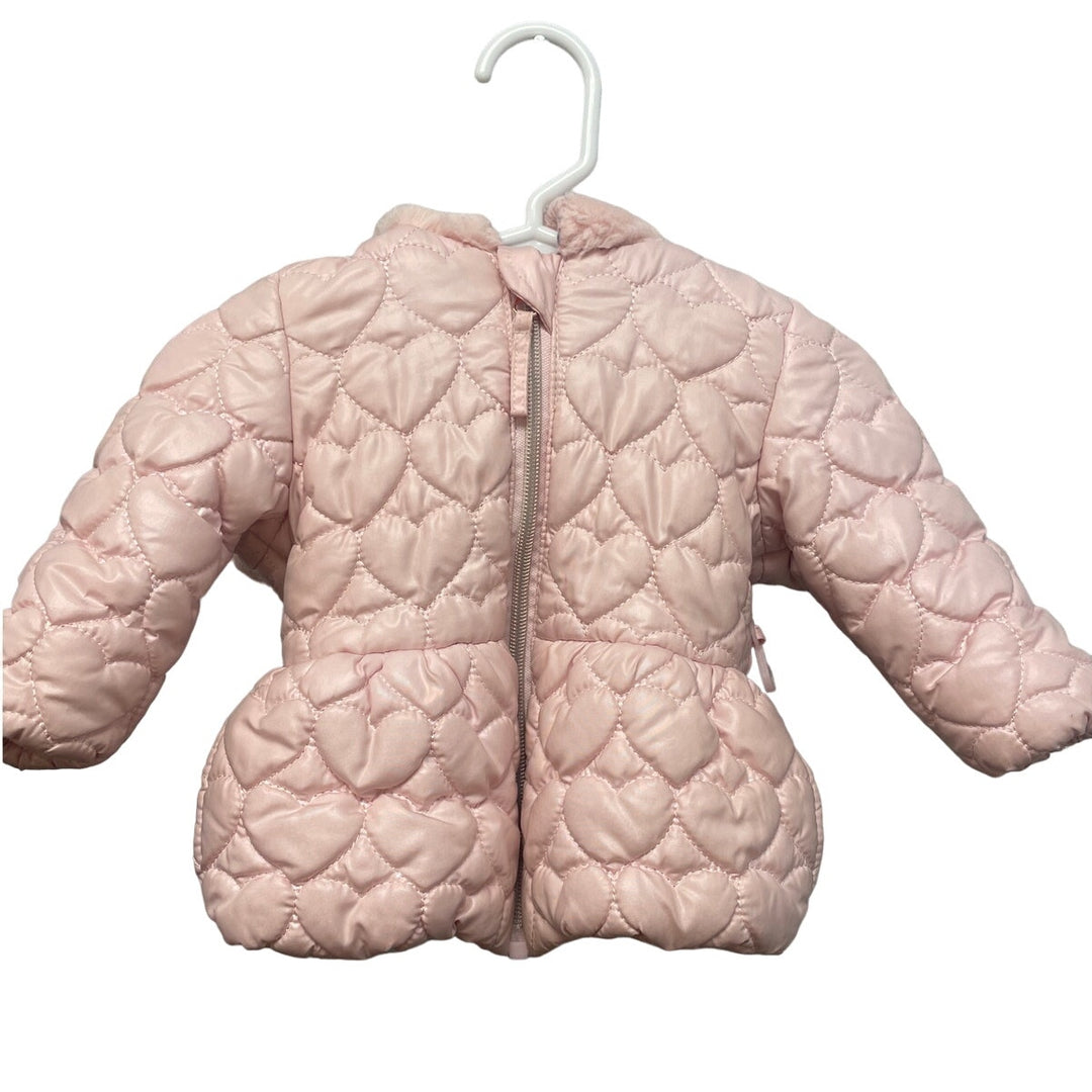 Rothschild 6-9 Months Light Pink 100% Polyester Lined Heart Puffer Coat