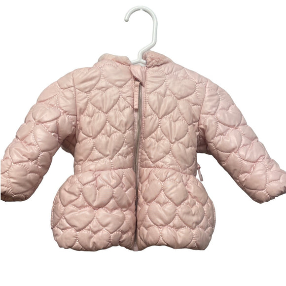 Rothschild 6-9 Months Light Pink 100% Polyester Lined Heart Puffer Coat