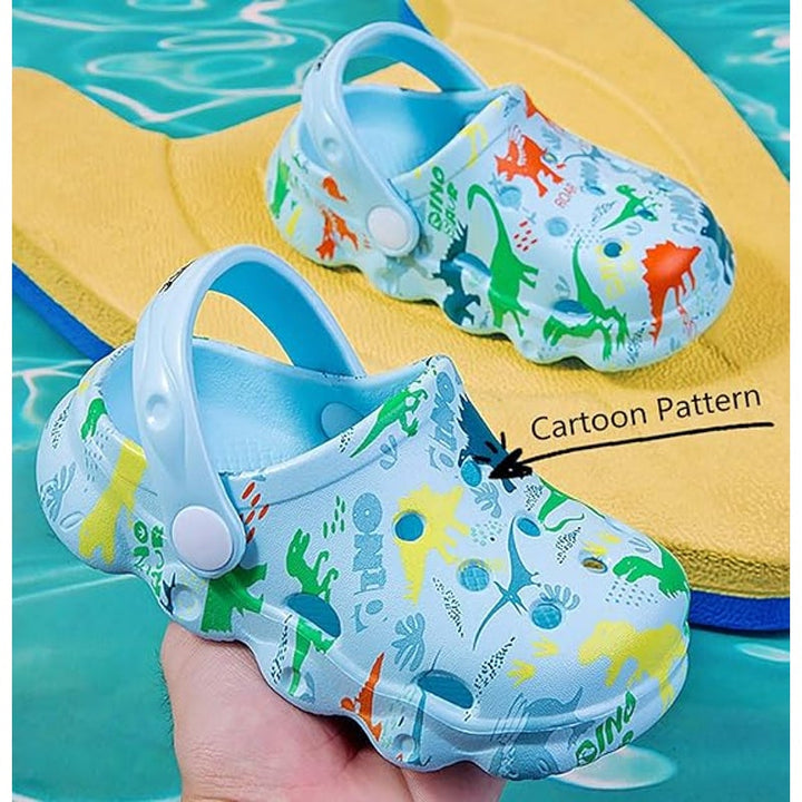 Inminpin Toddler Boys 6.5 Light Blue Dinosaur Clogs Slip On Sandals Water Shoes