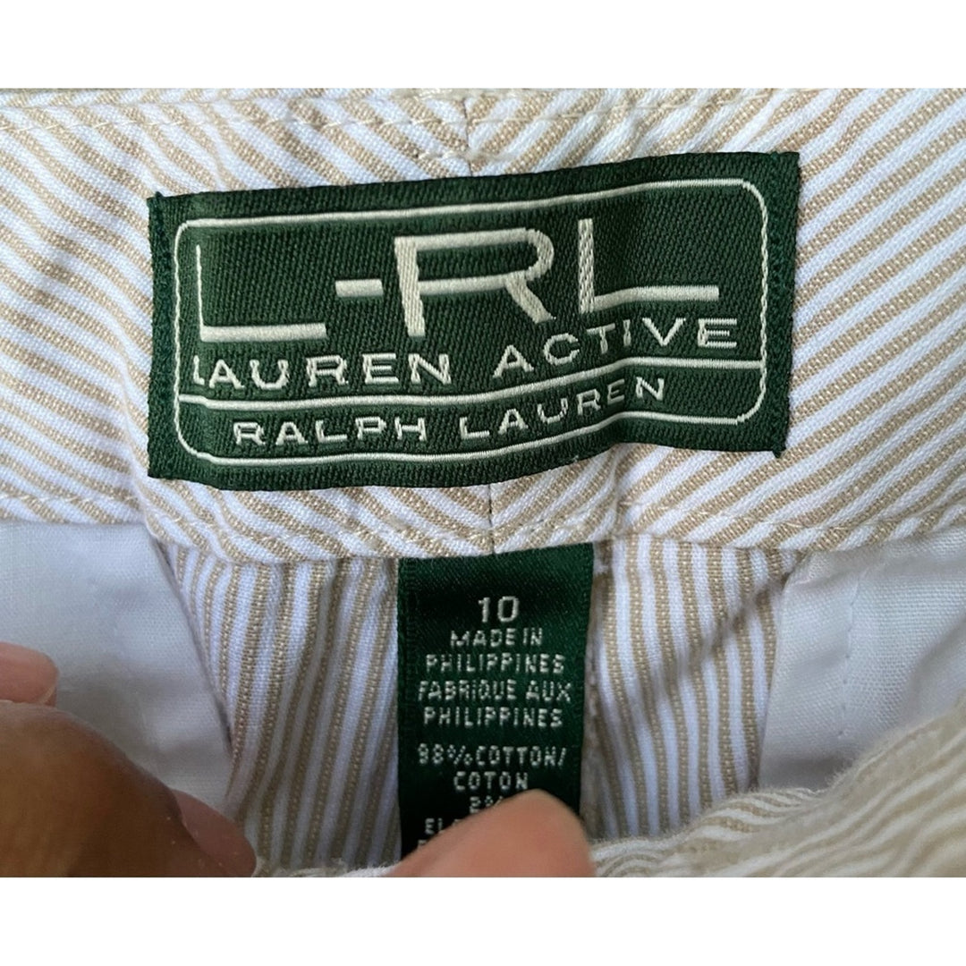 Lauren Ralph Lauren Active Womens Size 10 Striped Seersucker Bermuda Shorts