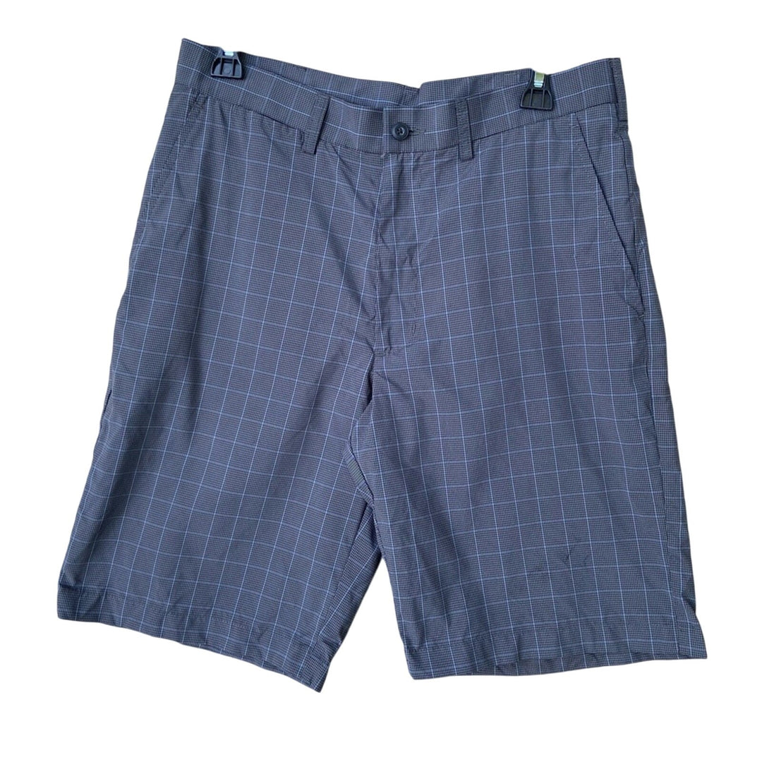New Ben Hogan Mens Size 32 Gray Plaid Moisture Wicking Golf Performance Shorts