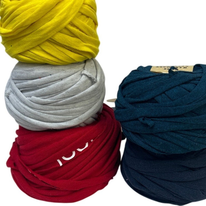 100+ yds Handmade Upcycled Tee Shirt Fabric Ribbon Yarn Craft Sampler Pack