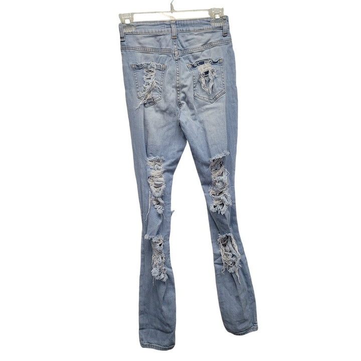 Fashion Nova Juniors 3 Cotton Spandex Factory Ripped &amp; Faded Denim Jeans
