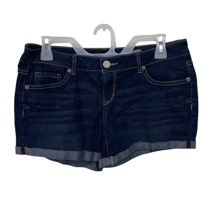 Aeropostale Womens Size 6 Midi Cutoff Dark Wash Stretch Denim Jean Short Shorts