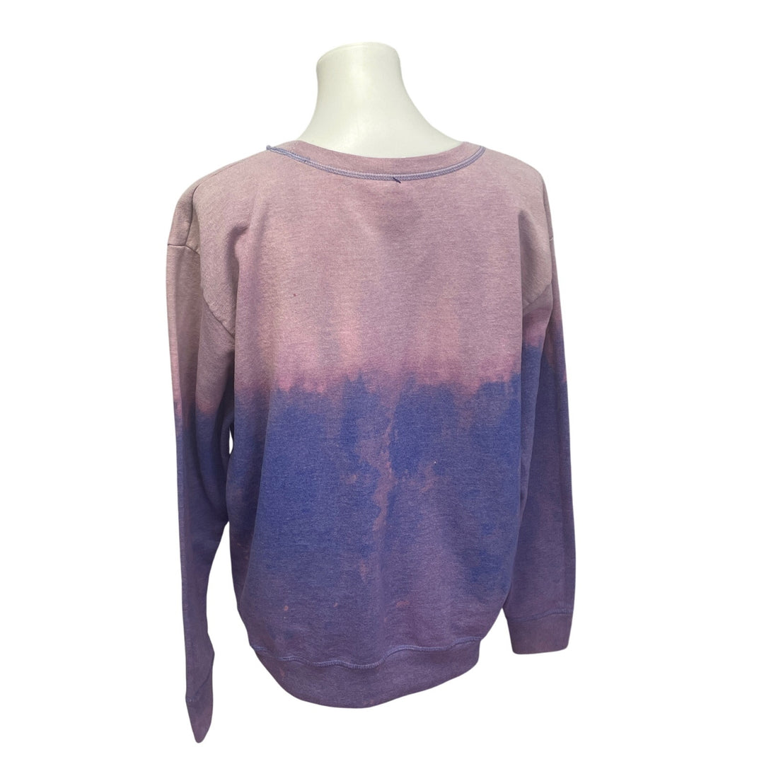 Upcycled Hand Printed Womens XL Human Skull Goth Bones Tie Dye Sweatshirt