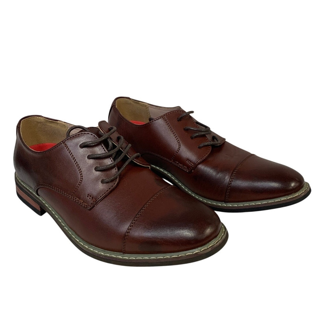 Bruno Marc Mens Size 6.5 Wide Brown Oxford Lace Up Round Toe Dress Shoes
