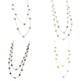 4 New Shiny Silver Gold Black Matte Waterfall Beaded Opera Length Necklace Lot