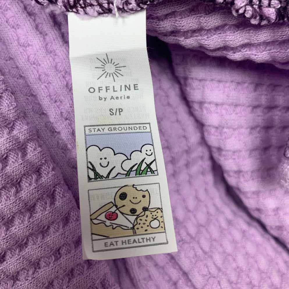 New Offline by Aerie Womens Small Cotton Blend Waffled Long Sleeve Crew Neck Top