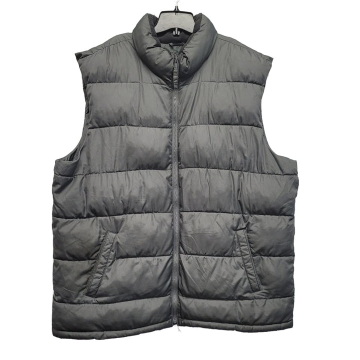Old Navy Mens Gray XXL Polyester Full Zip Lined Puffer Vest w Front Pockets
