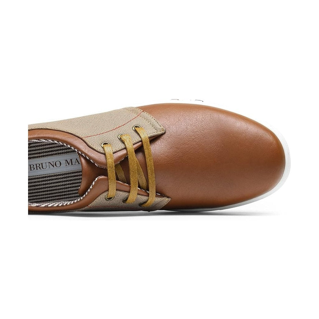 Bruno Marc Mens Size 6.5 Brown Faux Leather Canvas Lace Up Casual Sneaker Shoes