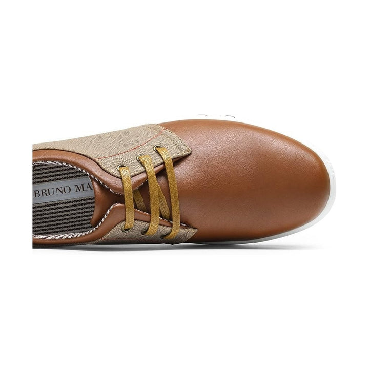 Bruno Marc Mens Size 6.5 Brown Faux Leather Canvas Lace Up Casual Sneaker Shoes