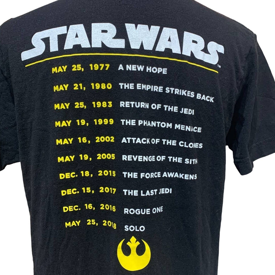 Fifth Sun Star Wars Medium Movie Year List Short Sleeve Black 100% Cotton Tee