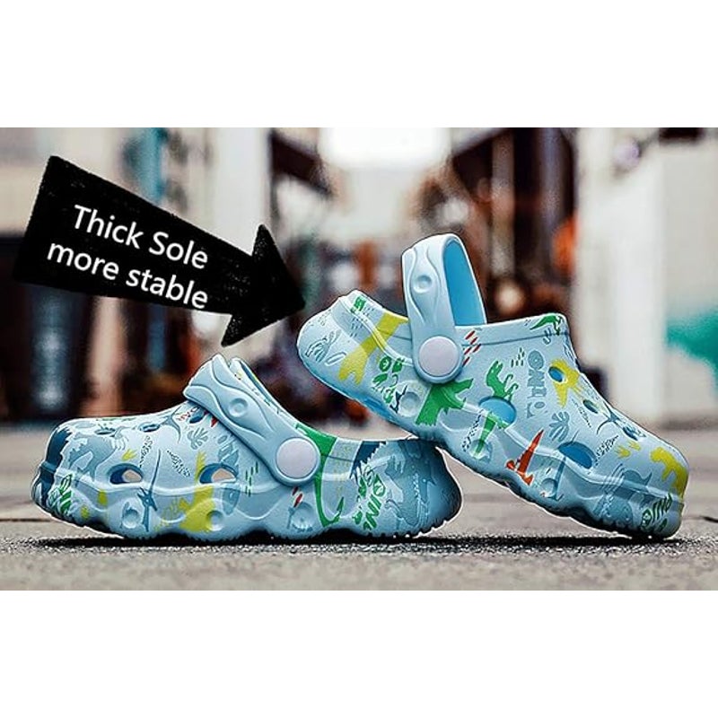 Inminpin Toddler Boys 6.5 Light Blue Dinosaur Clogs Slip On Sandals Water Shoes
