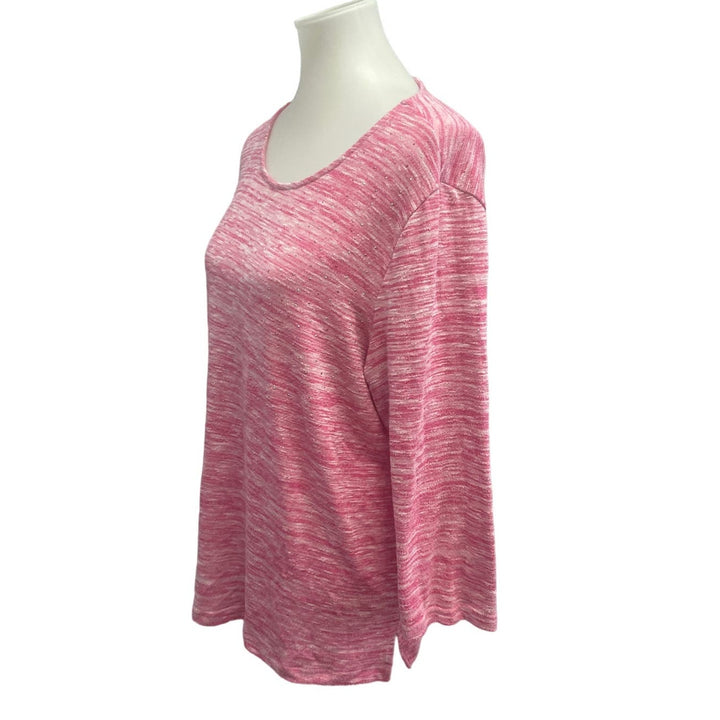 Croft &amp; Barrow Large Long Sleeve Sparkle Studded Rayon Blend Soft Top