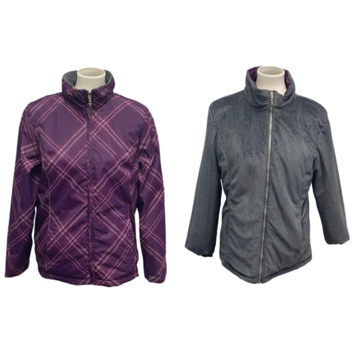 ZeroXposur Womens Large Reversible Polyester Raincoat Fleece Full Zip Jacket