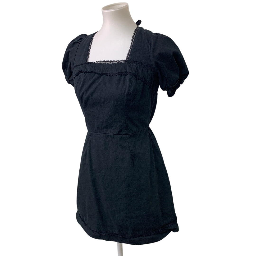 New And Now This Juniors Small Cotton Blend Fit Flare Black Knee Length Dress