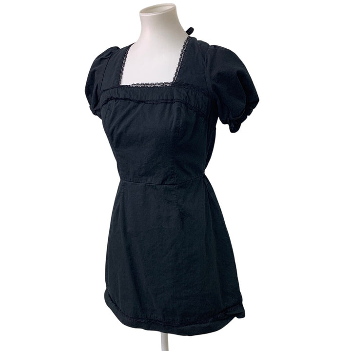 New And Now This Juniors Small Cotton Blend Fit Flare Black Knee Length Dress