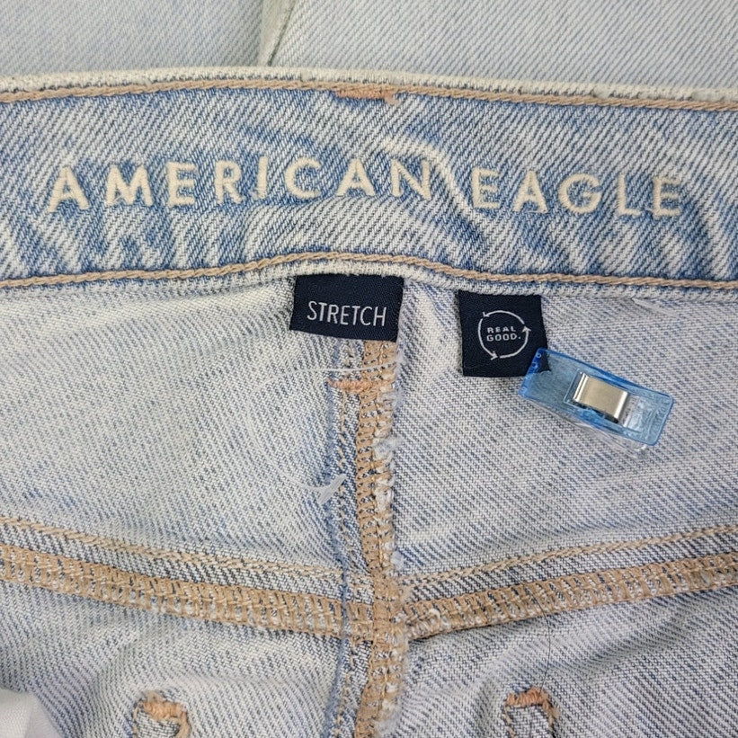 New American Eagle Size 2 Extra Long High Rise Straight Bleached Denim Jeans