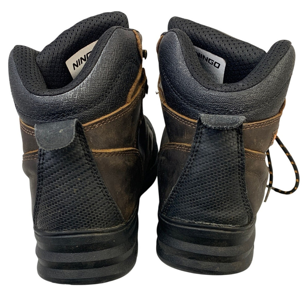 Ningo Mens Size 8.5 Brown Work Boots Lace Up Steel Toe Water Resistant Shoes