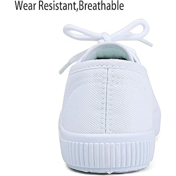 Big Girls Size 13 Basic White Canvas Lace Up Non Slip Comfortable Sneaker Shoes