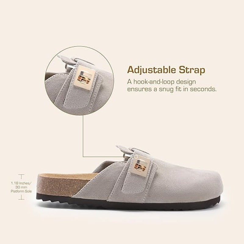 Dream Pairs Womens 8 Gray Clogs Closed Round Toe Adjustable Strap Slip On Shoes