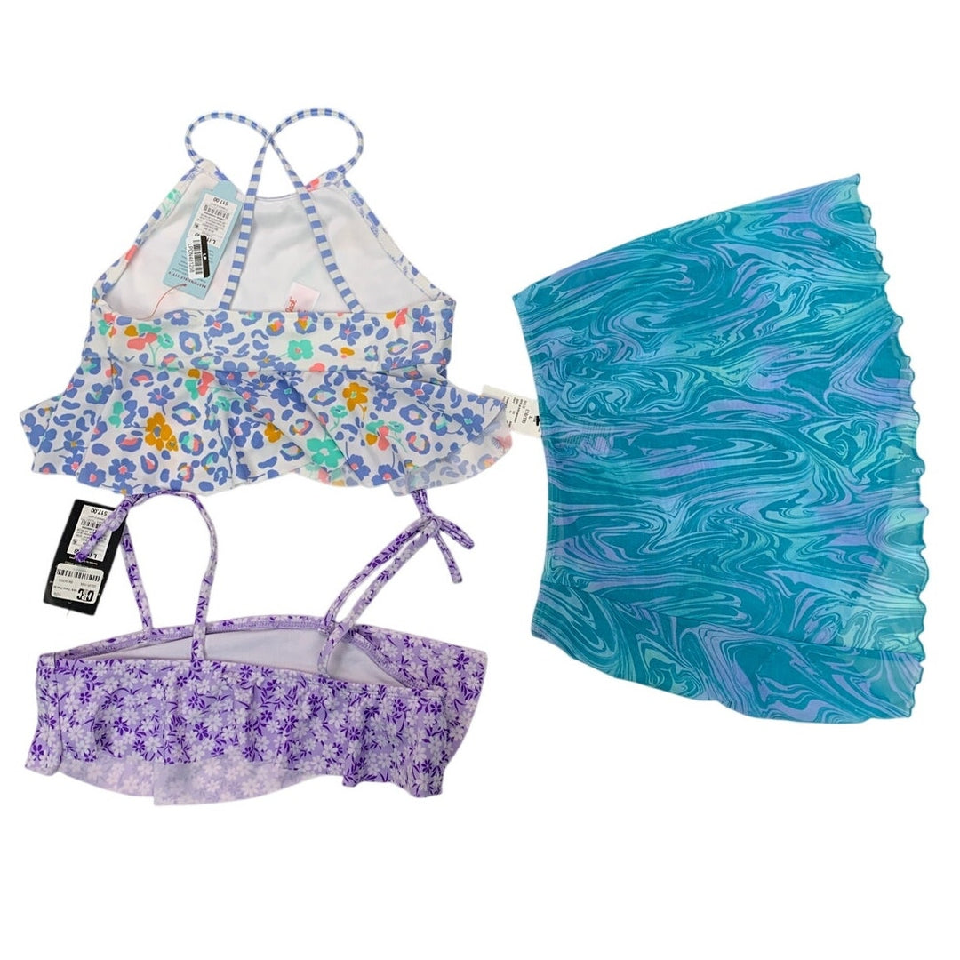 Lot of 3 New Art Class Cat &amp; Jack Girls Large Bikini Top Swim Cover Skirt
