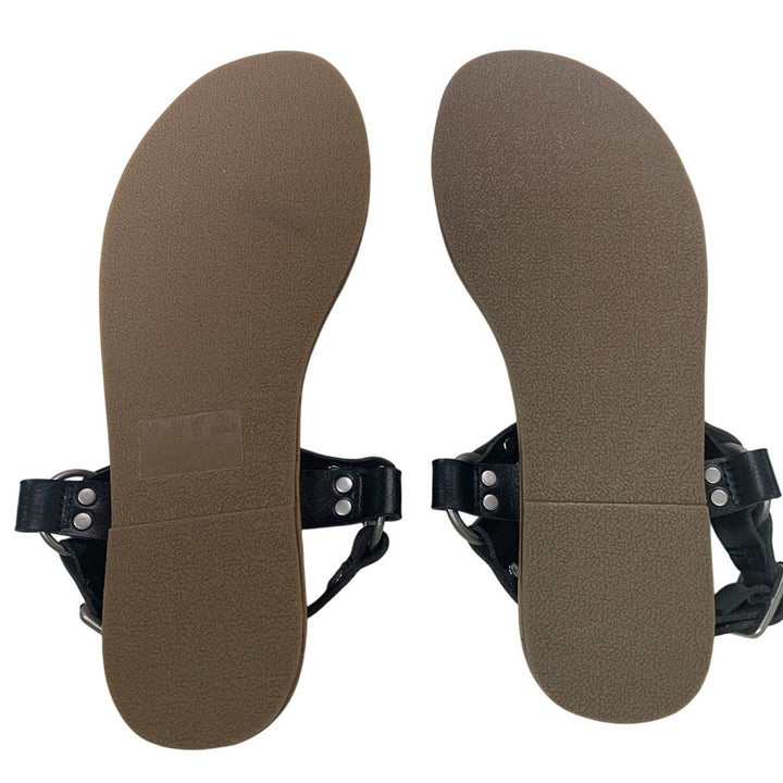 New American Eagle Womens US Size 6 Faux Leather Black Flat Sandals