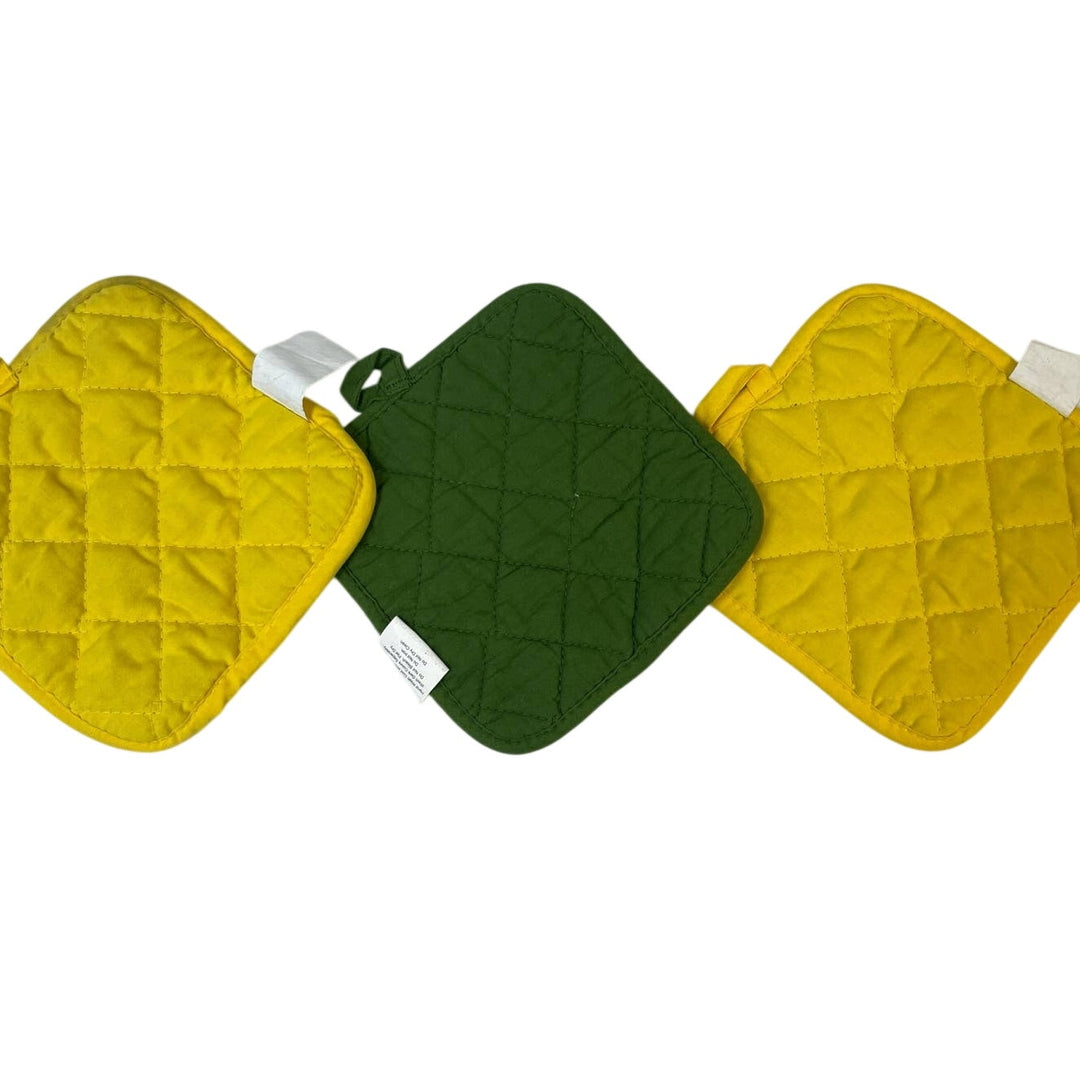 3 Fruit Lemon Orange Cherry Banana Quilted Cotton Blend Square Potholders