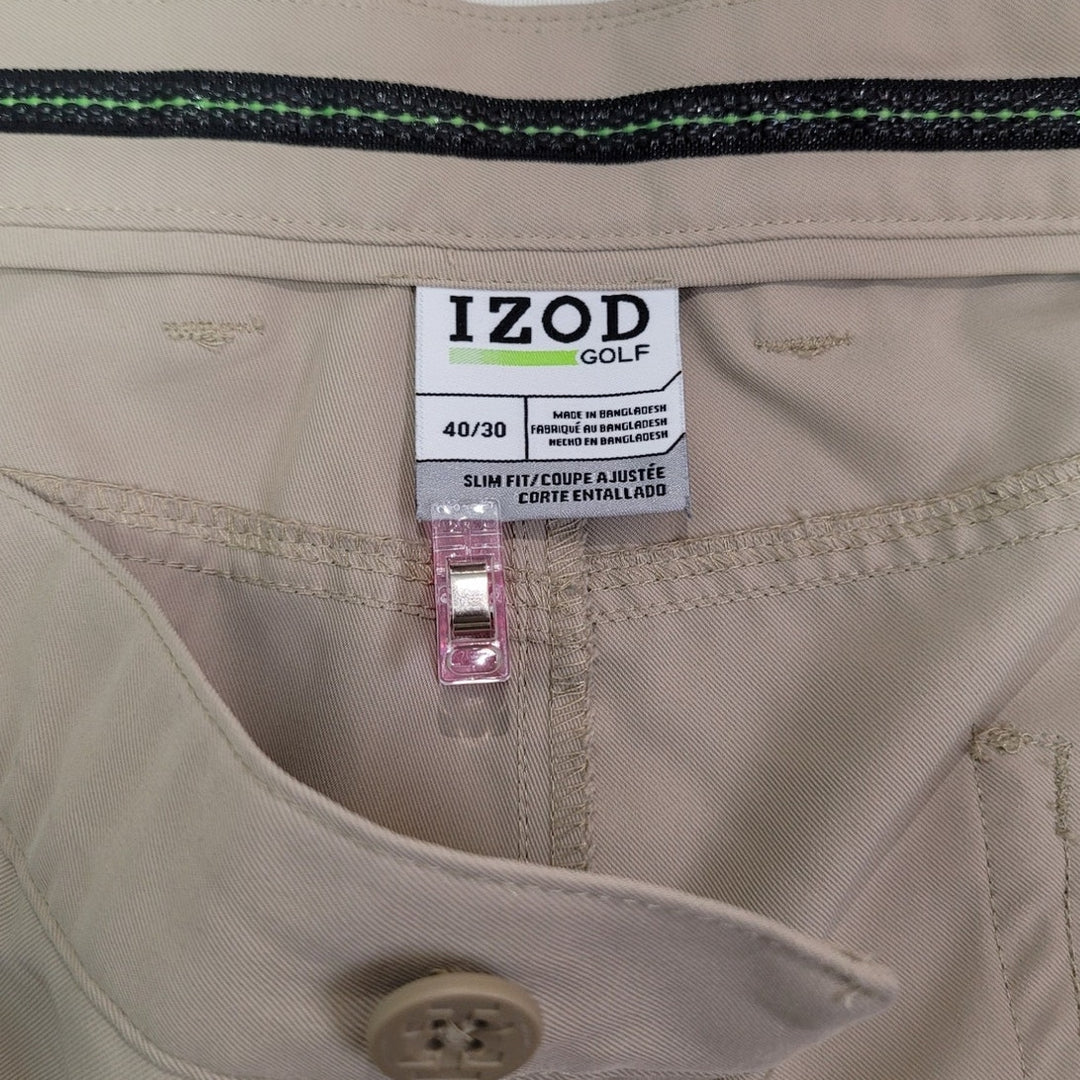 IZOD Golf Mens 40x30 100% Polyester Straight Legged Multi Pocket Golf Pants