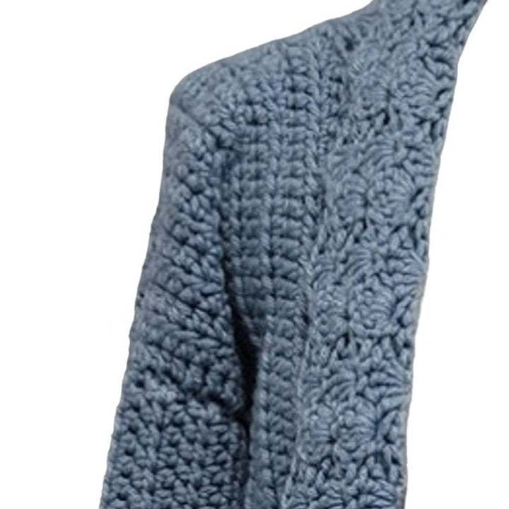 Handmade Womens Medium Acrylic Yarn Scalloped Edges w Pockets Cardigan Sweater