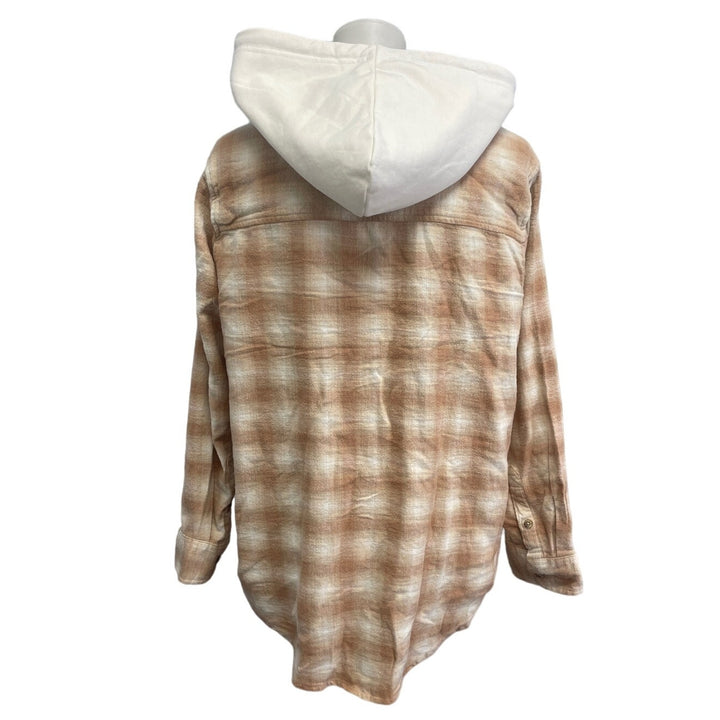 New Hand Printed Womens Small Black Lab Dog Long Sleeve Plaid Flannel Hoodie