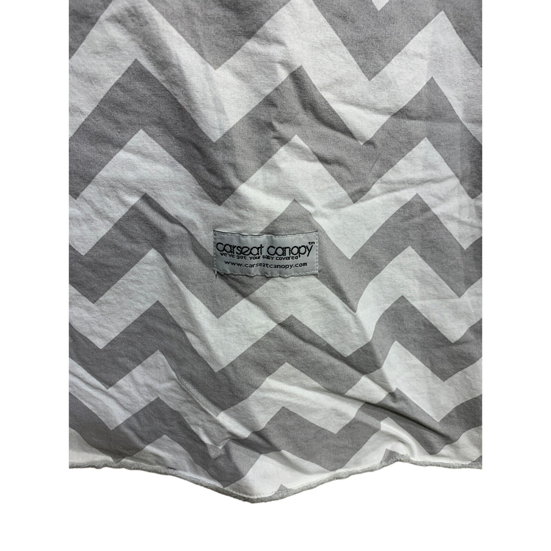 Soft Carseat Canopy Gray White Chevron Stripe Warm Hook Loop Baby Car Seat Cover