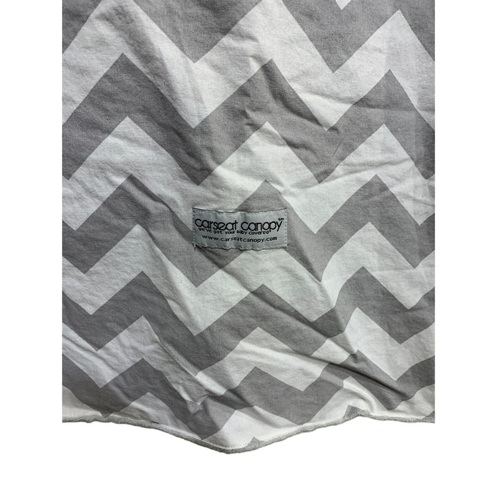 Soft Carseat Canopy Gray White Chevron Stripe Warm Hook Loop Baby Car Seat Cover