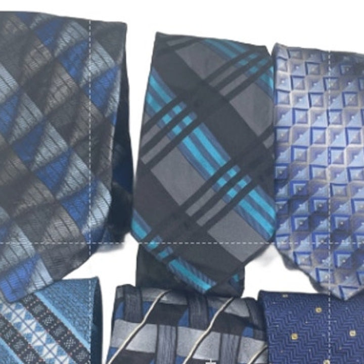 Lot of 6 Navy SIlver Blue Striped Plaid Vintage and Modern Mens Neck Ties