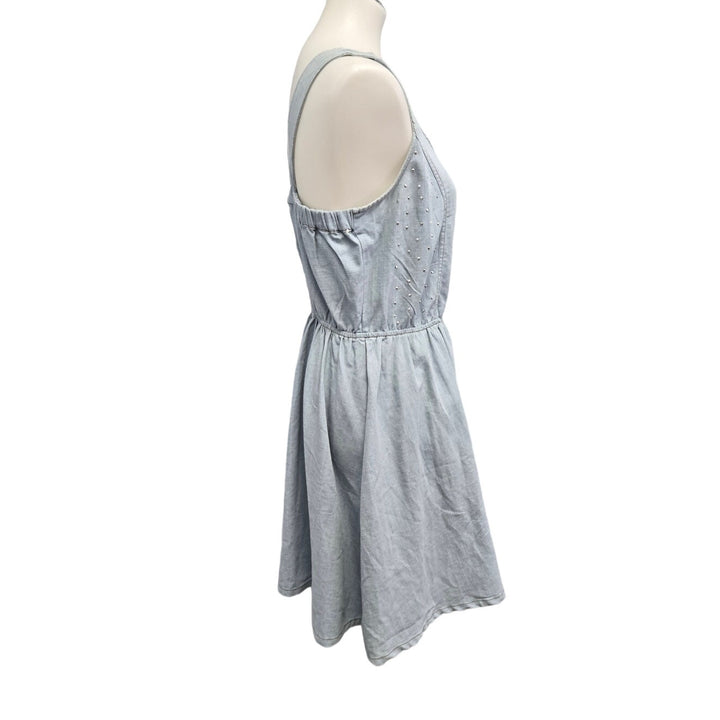 Sweet Rain Womens Large PolyCotton Lightwt Denim Sleeveless Knee Length Dress