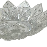 Vintage Cut Glass Bowl Flower Petal Candy Dish w chip Leaves Vines Mug