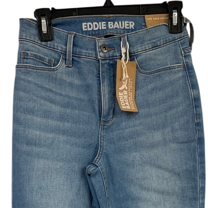 New Eddie Bauer Womens Medium Wash Venture Stretch Slim Straight Blue Jeans