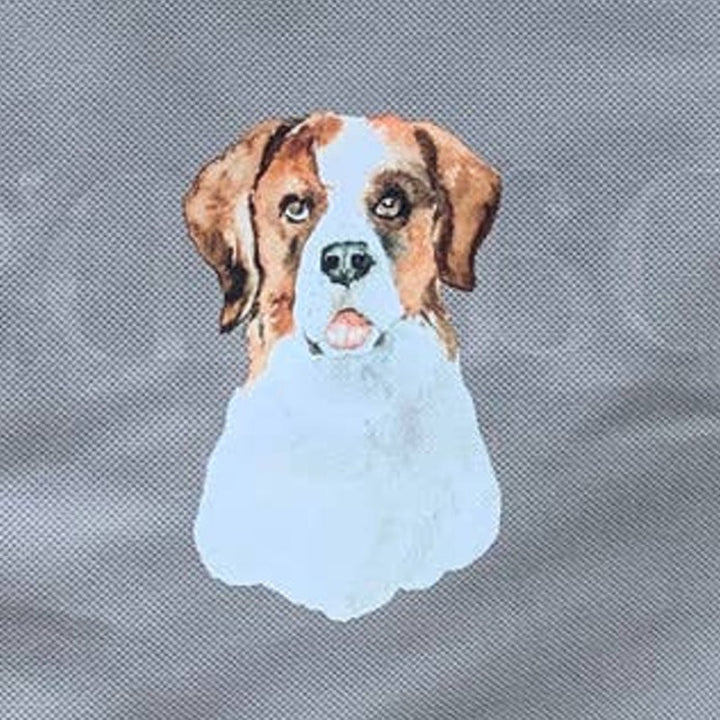 Upcycled Hand Printed Handmade St Bernard Puppy Dog Reuseable ShopperTote Bag