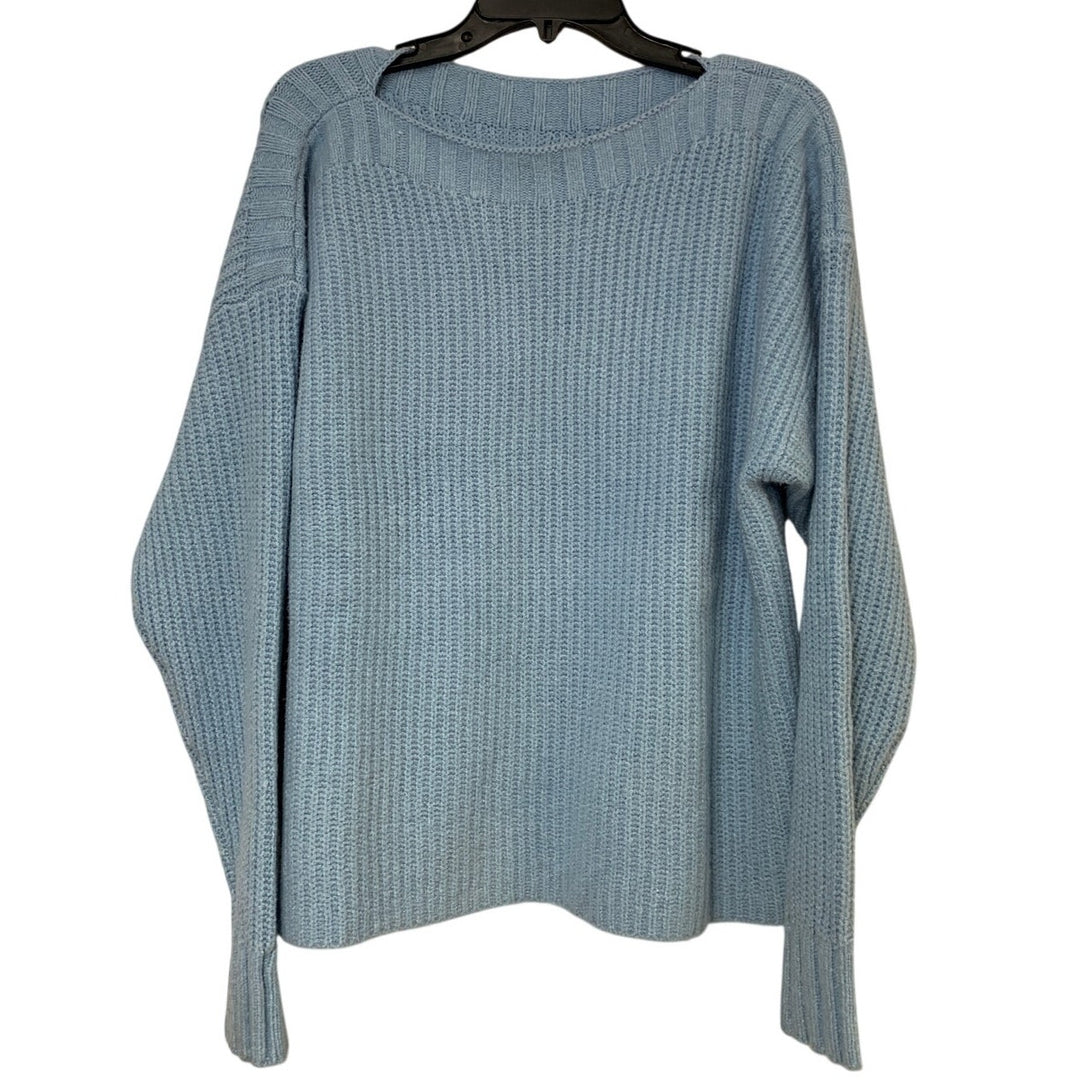 NWT New Eddie Bauer Womens Medium Blue WR Alpine Route Essentials Knit Sweater